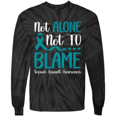 Not Alone Not To Blame Sexual Assault Awareness Teal Ribbon Tie-Dye Long Sleeve Shirt