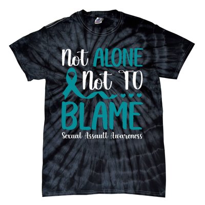 Not Alone Not To Blame Sexual Assault Awareness Teal Ribbon Tie-Dye T-Shirt