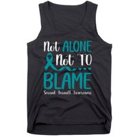 Not Alone Not To Blame Sexual Assault Awareness Teal Ribbon Tank Top