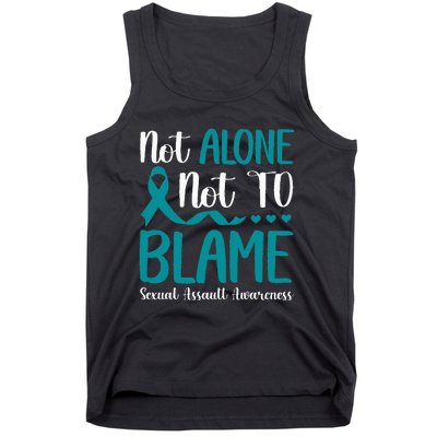 Not Alone Not To Blame Sexual Assault Awareness Teal Ribbon Tank Top