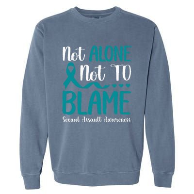 Not Alone Not To Blame Sexual Assault Awareness Teal Ribbon Garment-Dyed Sweatshirt