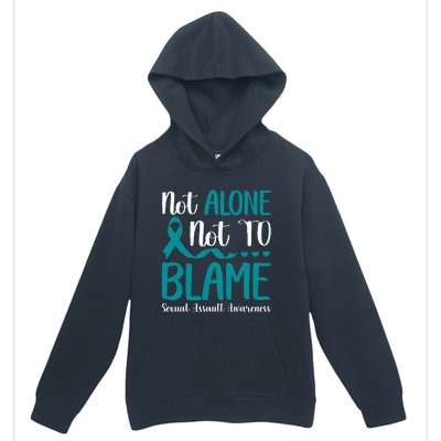 Not Alone Not To Blame Sexual Assault Awareness Teal Ribbon Urban Pullover Hoodie