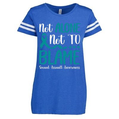 Not Alone Not To Blame Sexual Assault Awareness Teal Ribbon Enza Ladies Jersey Football T-Shirt