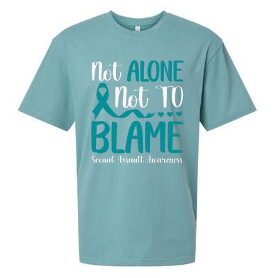 Not Alone Not To Blame Sexual Assault Awareness Teal Ribbon Sueded Cloud Jersey T-Shirt