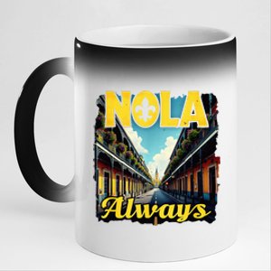 Nola Always Nola Never Forget New Orleans Always Support 11oz Black Color Changing Mug