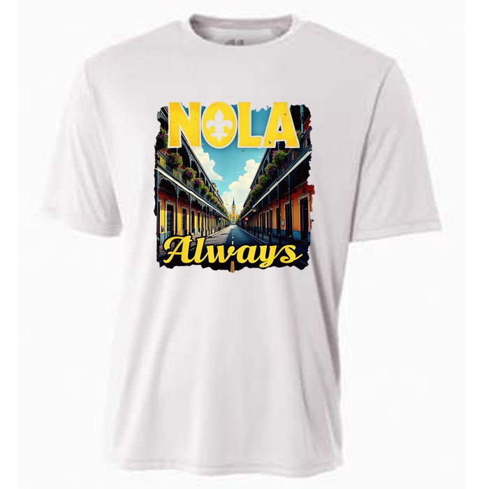 Nola Always Nola Never Forget New Orleans Always Support Cooling Performance Crew T-Shirt