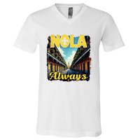 Nola Always Nola Never Forget New Orleans Always Support V-Neck T-Shirt