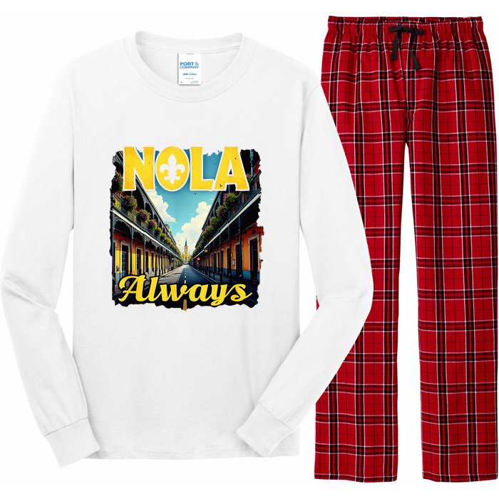 Nola Always Nola Never Forget New Orleans Always Support Long Sleeve Pajama Set