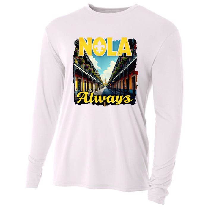 Nola Always Nola Never Forget New Orleans Always Support Cooling Performance Long Sleeve Crew