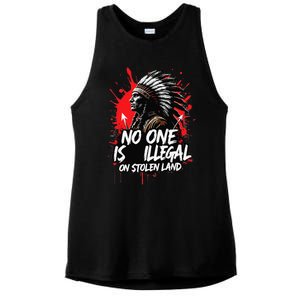 Native Americans No One Is Illegal On Stolen Land Ladies PosiCharge Tri-Blend Wicking Tank