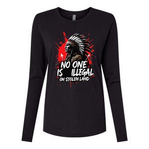 Native Americans No One Is Illegal On Stolen Land Womens Cotton Relaxed Long Sleeve T-Shirt