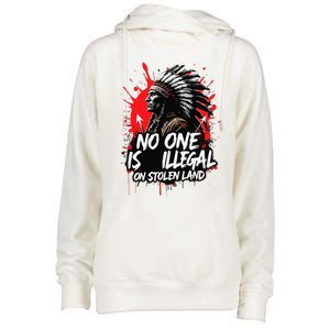 Native Americans No One Is Illegal On Stolen Land Womens Funnel Neck Pullover Hood