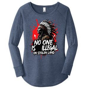 Native Americans No One Is Illegal On Stolen Land Women's Perfect Tri Tunic Long Sleeve Shirt