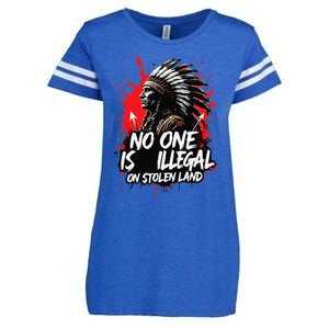 Native Americans No One Is Illegal On Stolen Land Enza Ladies Jersey Football T-Shirt