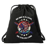 Native American No One Is Illegal On Stolen Land Drawstring Bag