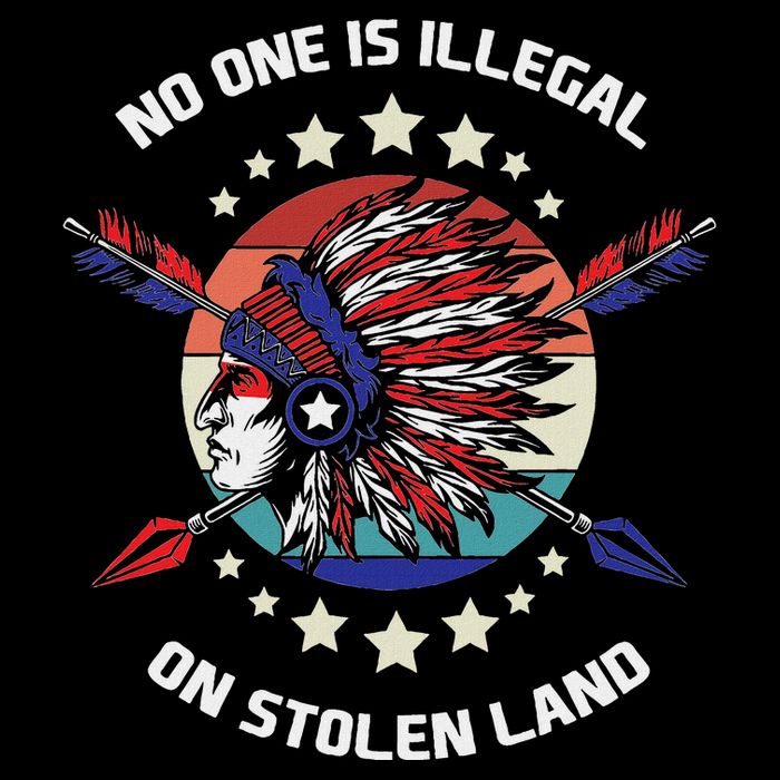 Native American No One Is Illegal On Stolen Land Drawstring Bag