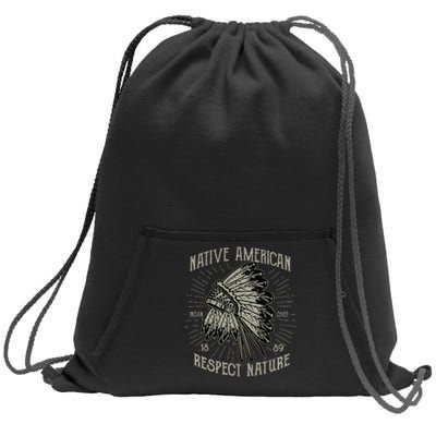 Native American Sweatshirt Cinch Pack Bag