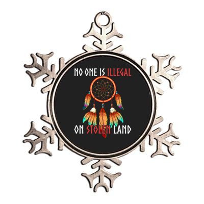 Native American No One Is Illegal On Stolen Land Metallic Star Ornament