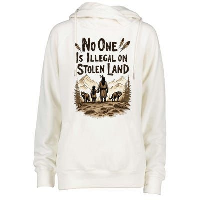 Native Americans No One Is Illegal On Stolen Land Womens Funnel Neck Pullover Hood