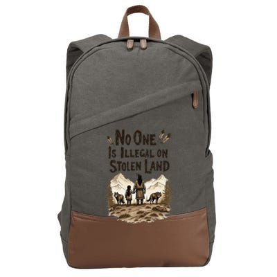 Native Americans No One Is Illegal On Stolen Land Cotton Canvas Backpack