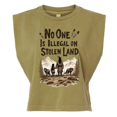 Native Americans No One Is Illegal On Stolen Land Garment-Dyed Women's Muscle Tee