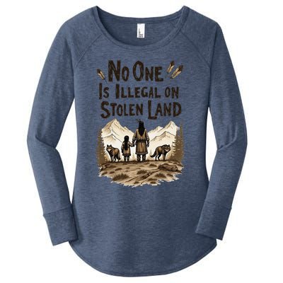 Native Americans No One Is Illegal On Stolen Land Women's Perfect Tri Tunic Long Sleeve Shirt