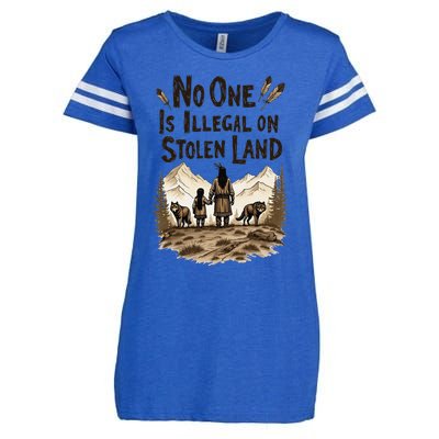 Native Americans No One Is Illegal On Stolen Land Enza Ladies Jersey Football T-Shirt