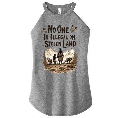 Native Americans No One Is Illegal On Stolen Land Women's Perfect Tri Rocker Tank