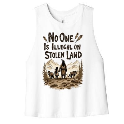 Native Americans No One Is Illegal On Stolen Land Women's Racerback Cropped Tank