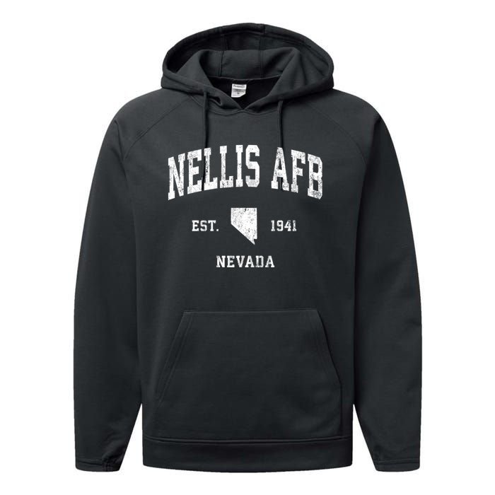 Nellis Afb Nevada Nv Vintage Established Athletic Performance Fleece Hoodie