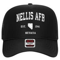 Nellis Afb Nevada Nv Vintage Established Athletic High Crown Mesh Back Trucker Hat