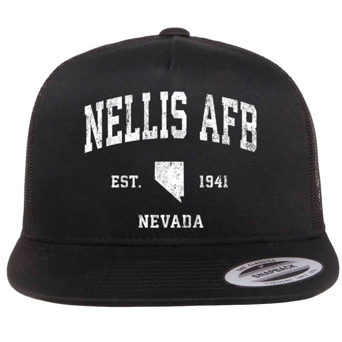 Nellis Afb Nevada Nv Vintage Established Athletic Flat Bill Trucker Hat