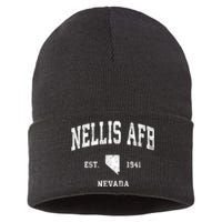 Nellis Afb Nevada Nv Vintage Established Athletic Sustainable Knit Beanie