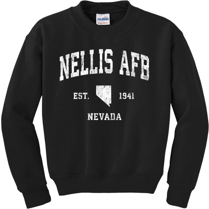 Nellis Afb Nevada Nv Vintage Established Athletic Kids Sweatshirt