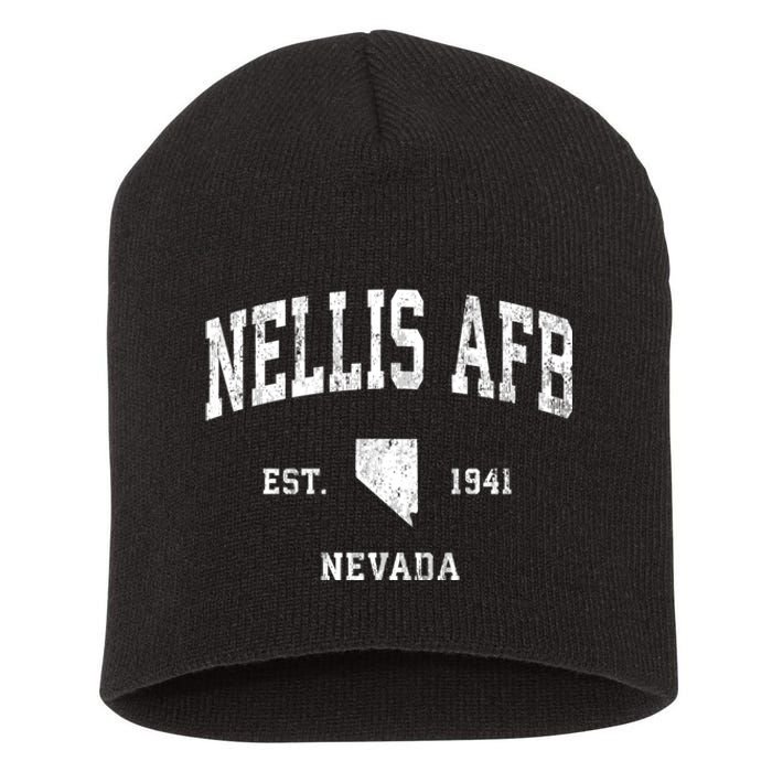 Nellis Afb Nevada Nv Vintage Established Athletic Short Acrylic Beanie