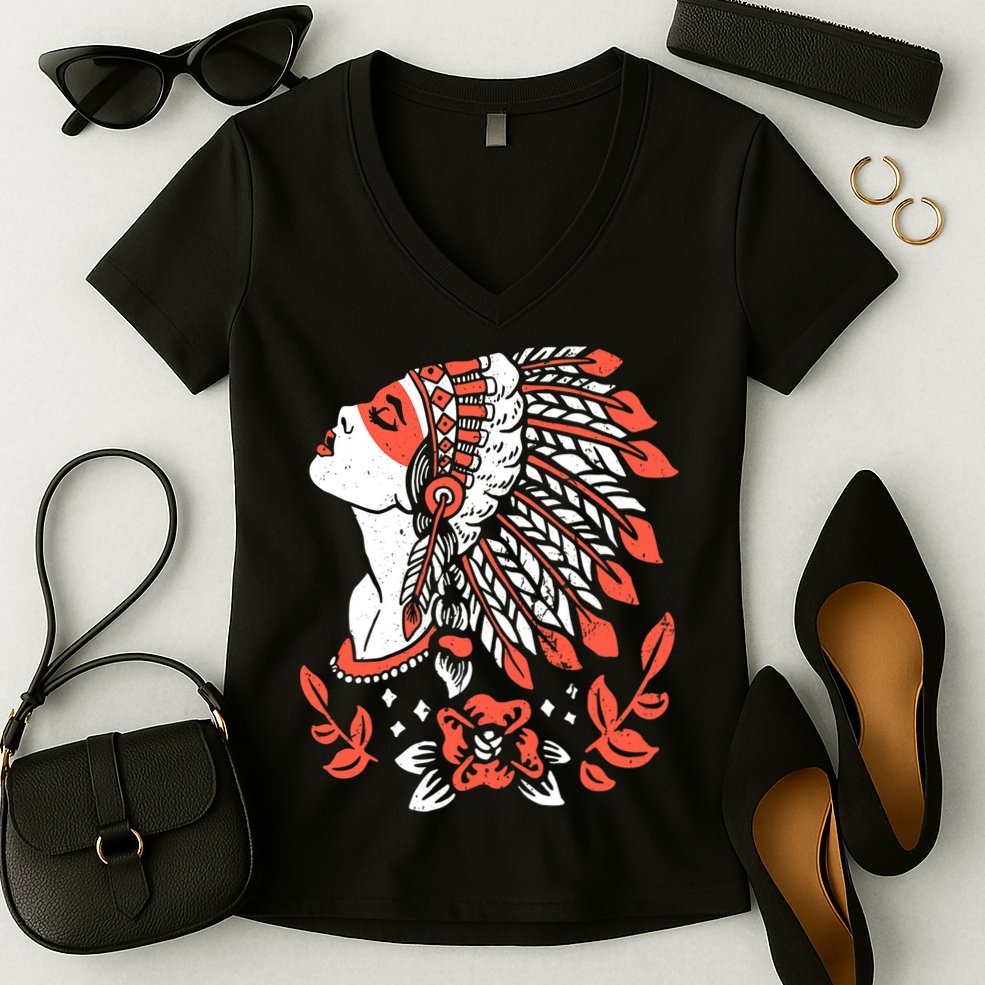Native American No More Stolen Sisters MMIW Women's V-Neck T-Shirt