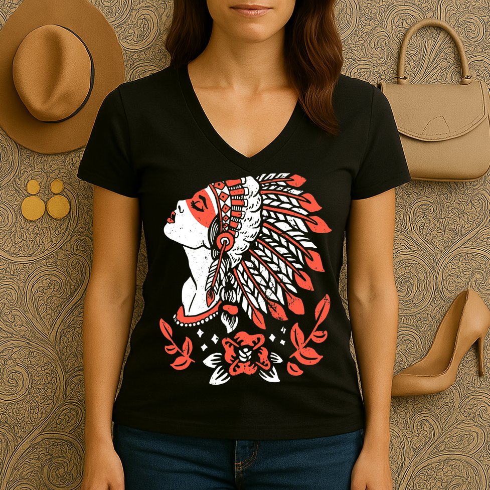Native American No More Stolen Sisters MMIW Women's V-Neck T-Shirt