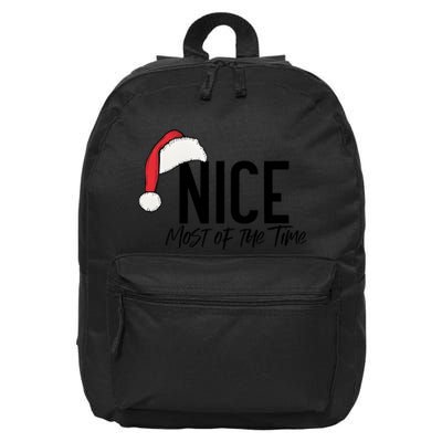 Naughty And Nice Humorous Christmas Couple 16 in Basic Backpack