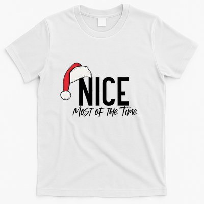 Naughty And Nice Humorous Christmas Couple T-Shirt