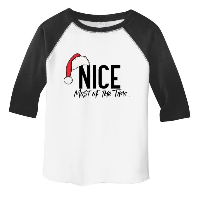 Naughty And Nice Humorous Christmas Couple Toddler Fine Jersey T-Shirt