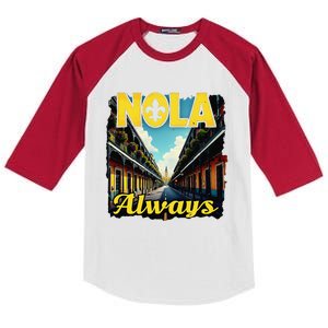 Nola Always Nola Never Forget New Orleans Always Support Kids Colorblock Raglan Jersey