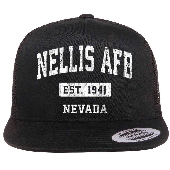 Nellis Afb Nevada Nv Vintage Sports Established Flat Bill Trucker Hat