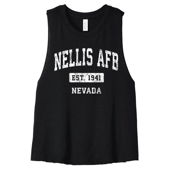 Nellis Afb Nevada Nv Vintage Sports Established Women's Racerback Cropped Tank