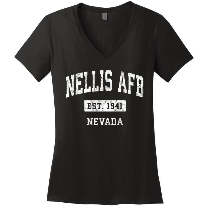 Nellis Afb Nevada Nv Vintage Sports Established Women's V-Neck T-Shirt