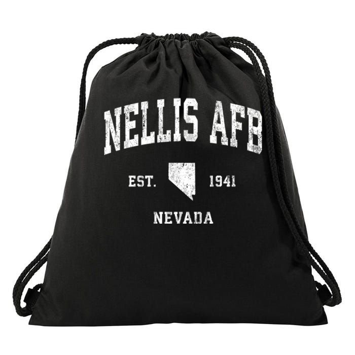 Nellis Afb Nevada Nv Vintage Established Athletic Sports Design Drawstring Bag