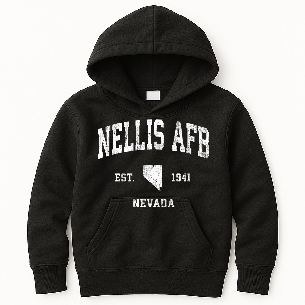 Nellis Afb Nevada Nv Vintage Established Athletic Sports Design Kids Hoodie