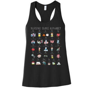 Nurse Alphabet Nurse ABCs Abcs Nursing Slang Terminologies Women's Racerback Tank