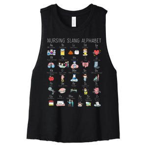 Nurse Alphabet Nurse ABCs Abcs Nursing Slang Terminologies Women's Racerback Cropped Tank