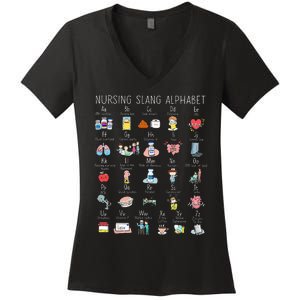 Nurse Alphabet Nurse ABCs Abcs Nursing Slang Terminologies Women's V-Neck T-Shirt