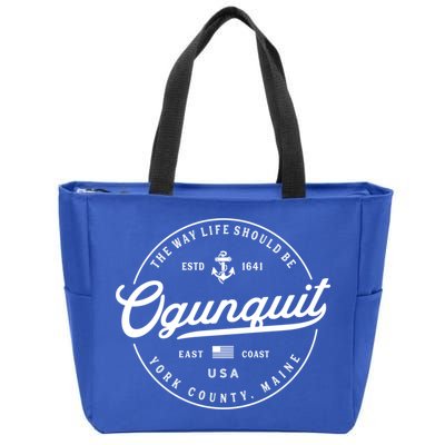Nautical Anchor Ogunquit Maine Travel Vacation Gift Zip Tote Bag